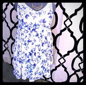 Blue & White Floral Print Torrid Dress